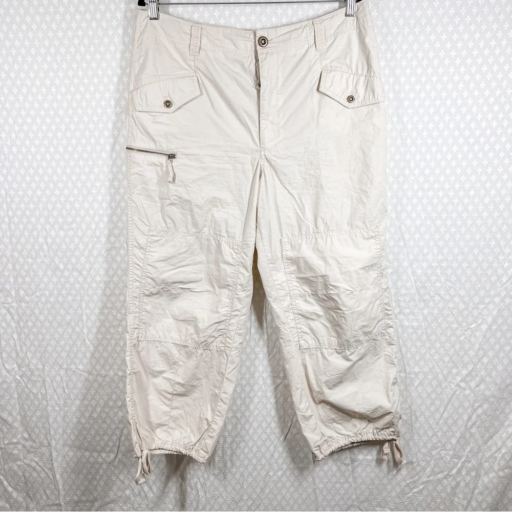 Anthropologie Cream Cargo‎ High Rise Pants